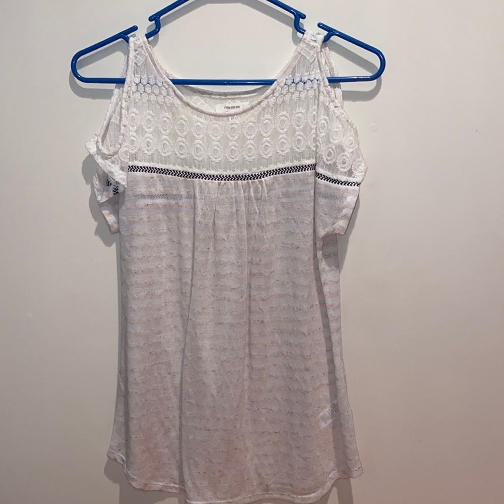 Maurice’s Cream and White Lace shirt